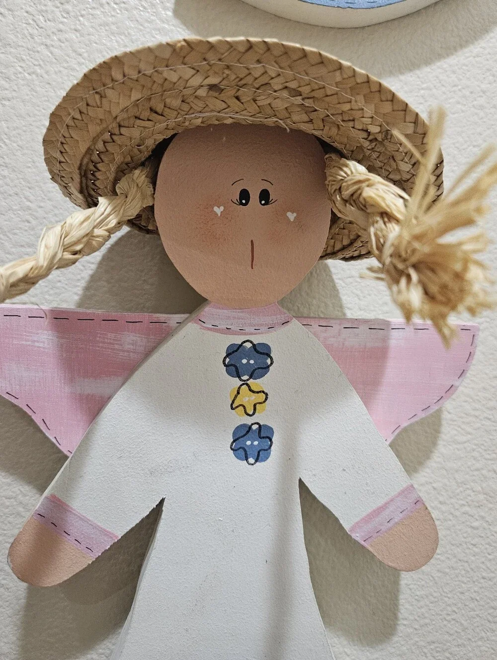 Handcrafted Pink & White Angel Wall Decor